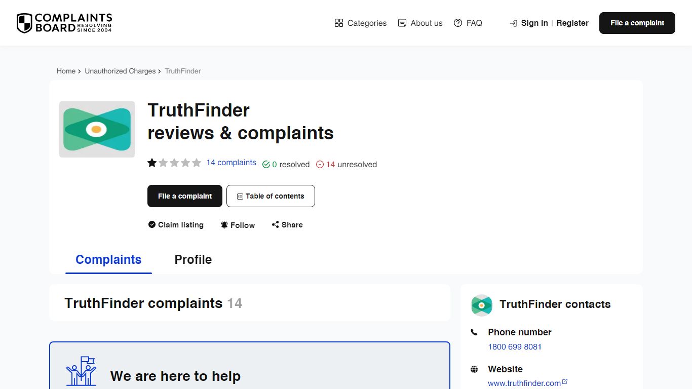 TruthFinder: Reviews, Complaints, Customer Claims